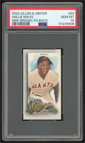 2022 Allen & Ginter #64 Willie Mays 8/25 Mini-Brooklyn Back PSA 10 GEM MINT