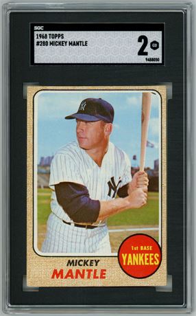 1968 Topps #280 Mickey Mantle SGC 2 GOOD