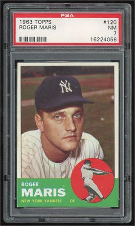 1963 Topps #120 Roger Maris PSA 7 NM Beauty