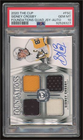 2020 The Cup Sidney Crosby Foundations Quad Jersey Auto 7/15 PSA 10 GEM MINT