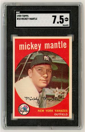 1959 Topps #10 Mickey Mantle SGC 7.5 NM+ (READ)