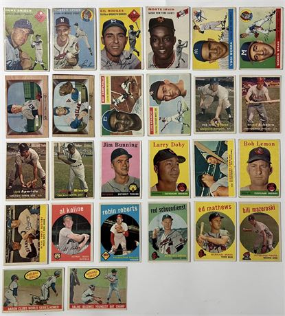 1954-1959 Topps/Bowman HOF Lot (26) Low Grade to VGEX (READ) LOADED