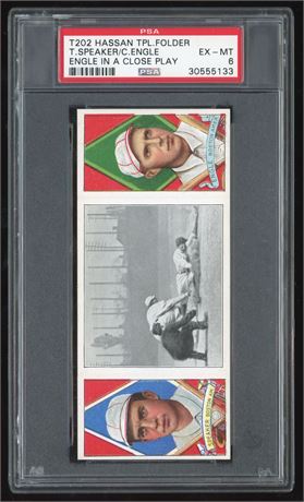 1912 T202 Hassan Engle In a Close Play T. Speaker/C. Engel PSA 6 EXMT