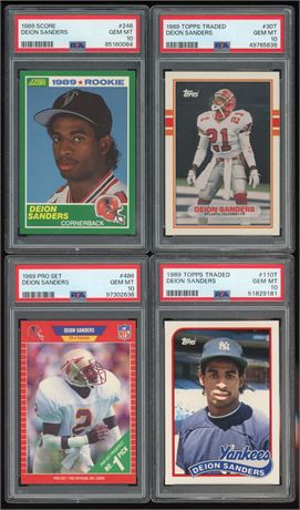 1989 PSA 10 Graded Deion Sanders RC Lot (4)