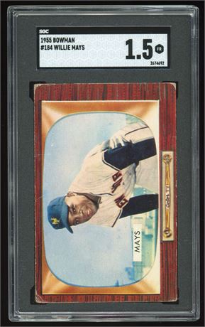 1955 Bowman #184 Willie Mays SGC 1.5 FAIR