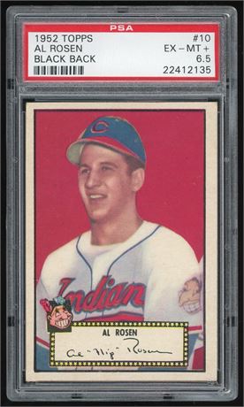 1952 Topps #10 Al Rosen Black Back PSA 6.5 EXMT