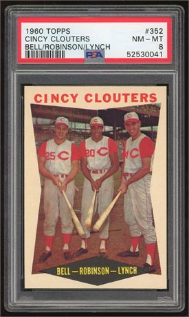 1960 Topps #352 Cincy Clouters Bell, Robinson, and Lynch PSA 8 NMMT Beautiful