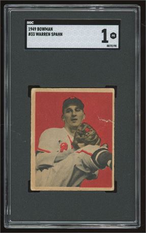1949 Bowman #33 Warren Spahn SGC 1