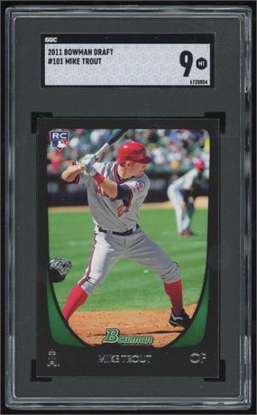 2011 Bowman Draft #101 Mike Trout RC SGC 9 MINT