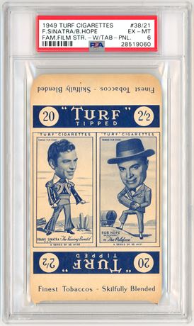 1949 Turf Famous Film Stars #38/21 Frank Sinatra/Bob Hope W/Tab Panel PSA 6 EXMT