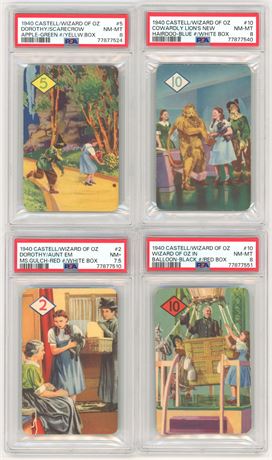 1940 Castell Wizard of Oz PSA Graded Lot (4) w/ Cowardly Lion, Dorothy, and Oz