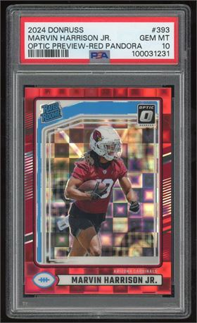 2024 Optic Preview #393 Marvin Harrison Jr Rated Rookie Red Pandora PSA 10