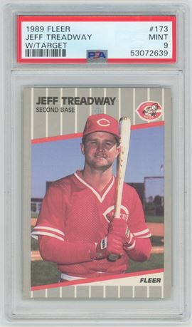 1989 Fleer #173A Jeff Treadway W/ TARGET PSA 9 MINT