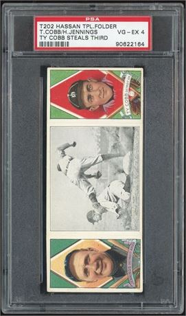 1912 T202 Hassan Ty Cobb/H Jennings "Ty Cobb Steals Third" PSA 4 VGEX