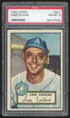 1952 Topps #231 Sam Zoldak PSA 8 NMMT Only 7 Higher