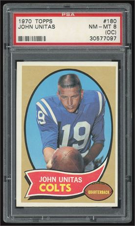 1970 Topps #180 Johnny Unitas PSA 8 (OC)