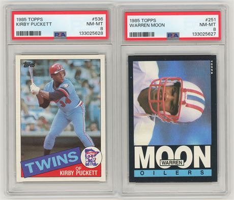 1985 Topps Rookie Card Lot (2) w/ Kirby Puckett, and Warren Moon