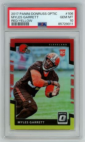 2017 Panini Donruss Optic #106 Myles Garrett RC Red/Yellow PSA 10 GEM MINT