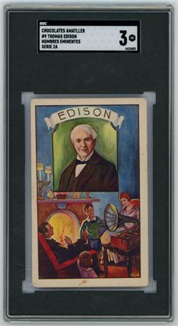 1940s Chocolates Amatller #9 Thomas Edison Hombres Eminentes Serie 2A SGC 3 VG