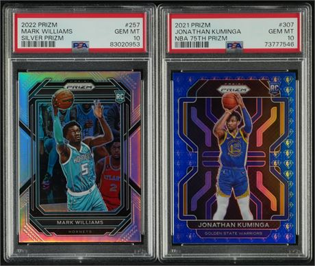 2021-2022 Panini Prizm Basketball PSA Graded Rookie Lot (2) w/ Kuminga/Williams