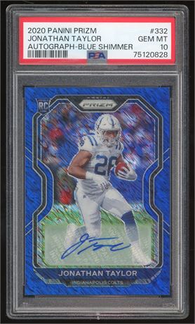 2020 Panini Prizm Jonathan Taylor Auto Blue Shimmer 11/25 PSA 10 GEM MINT