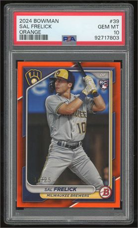 2024 Bowman #39 Sal Frelick RC Orange 16/25 PSA 10 GEM MINT