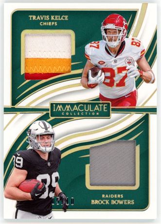 2024 Panini Immaculate Kelce/Bowers 5/10 Dual Jerseys