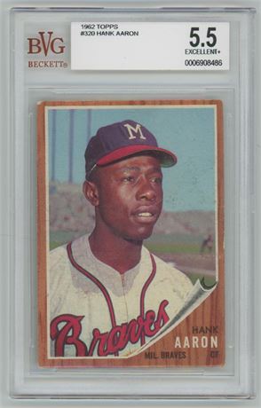 1962 Topps #320 Hank Aaron BVG 5.5 EX+