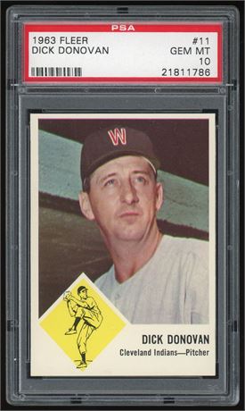 1963 Fleer #11 Dick Donovan PSA 10 GEM MINT POP 2