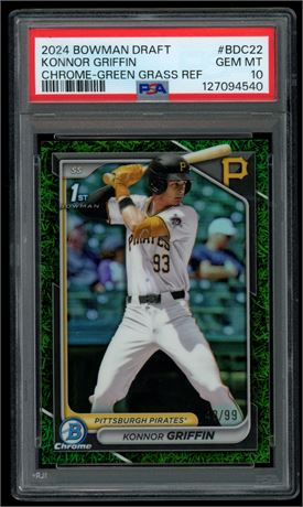 2024 Bowman Draft Konnor Griffin 1st Bowman Chrome Green Grass Ref 48/99 PSA 10