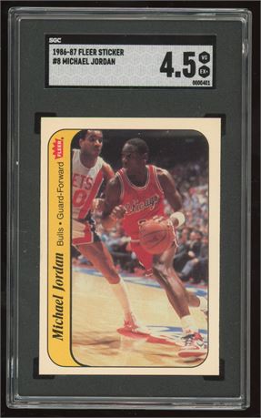 1986 Fleer Sticker #8 Michael Jordan RC SGC 4.5 VGEX+