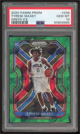 2020 Panini Prizm #256 Tyrese Maxey RC Green Ice PSA 10 GEM MINT