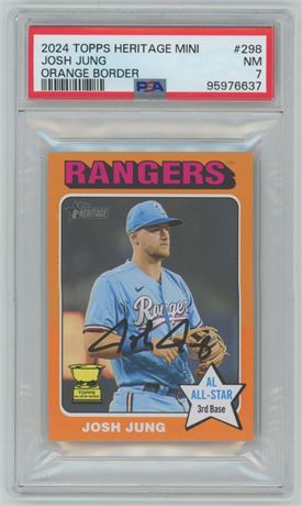 2024 Topps Heritage Mini Josh Jung Orange Border 4/5 PSA 7 NM