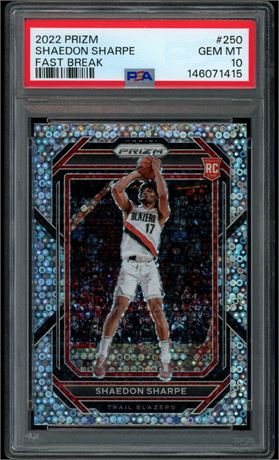 2022 Panini Prizm #250 Shaedon Sharpe RC Fast Break PSA 10
