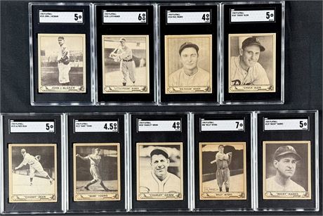 1940 Play Ball SGC 4 To SGC 7 Lot (9) w/ Waner, Mcgraw & More