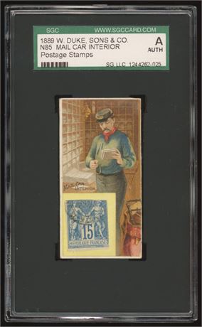 1889 N85 W Duke, Sons & Co Mail Car Interior Postage Stamps SGC AUTHENTIC