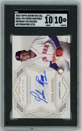 2020 Topps Definitive Collection Pedro Martinez Auto 3/10 SGC 10 Auto 10