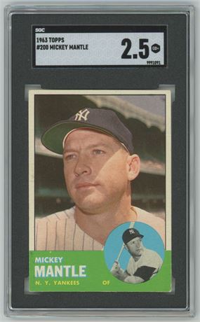 1963 Topps #200 Mickey Mantle SGC 2.5 GOOD+ WELL CENTERED
