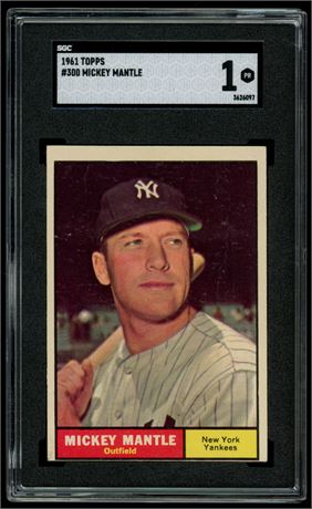 1961 Topps #300 Mickey Mantle SGC 1 POOR