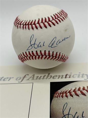 Hank Aaron Autographed William White Era National League Baseball JSA