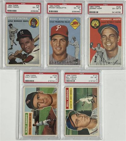 1954 & 1956 Topps Baseball PSA 6 Graded Lot (5)