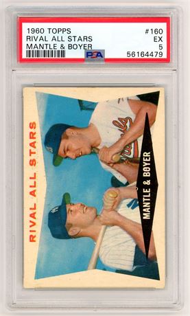1960 Topps #160 Mantle & Boyer Rival All Stars PSA 5 EX