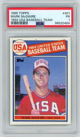 1985 Topps #401 Mark McGwire RC PSA 1 POOR Pop 30