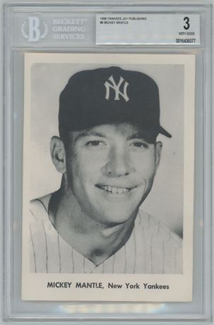 1958 Yankees Jay Publishing #9 Mickey Mantle BVG 3 VG Pop 1, 5 Higher