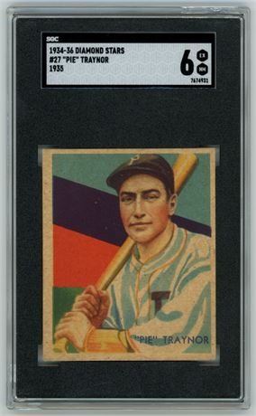 1934-36 Diamond Stars #27 Pie Traynor HOF 1935 SGC 6 EXMT Only 10 Higher