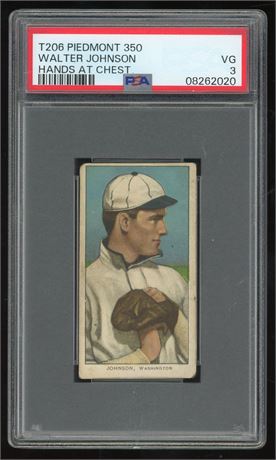 1909-11 T206 Piedmont 350 Walter Johnson Hands At Chest PSA 3 VG