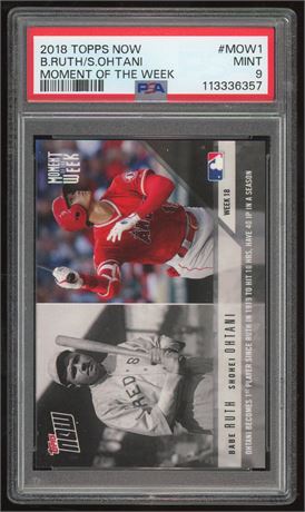 2018 Topps Now Ruth & Ohtani Moment of the Week PSA 9 MINT