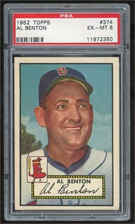 1952 Topps #374 Al Benton Hi# PSA 6 EXMT