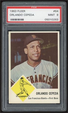 1963 Fleer #64 Orlando Cepeda PSA 9 MINT Only 1 Higher