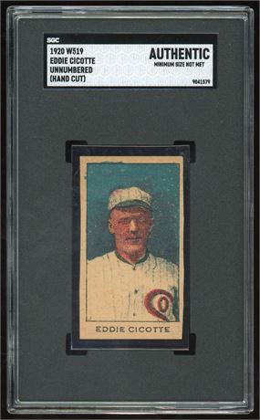 1920 W519 Unnumbered Strip Card Eddie Cicotte Hand Cut SGC Authentic